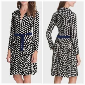 KAMALIKULTURE belted polka dot long sleeve collared dress size XS